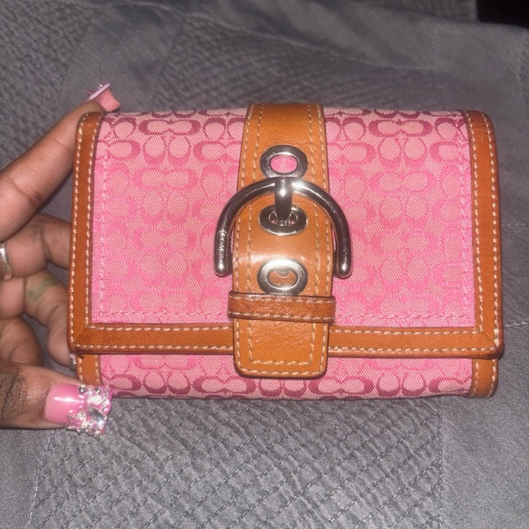 Pink and Brown Soho Wallet with Silver Buckle - Picture 1 of 6